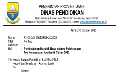 SMAN 15 Tanjung Jabung Barat Laksanakan Pembelajaran Mandiri Selama Tes Kemampuan Akademik (TKA) 2025